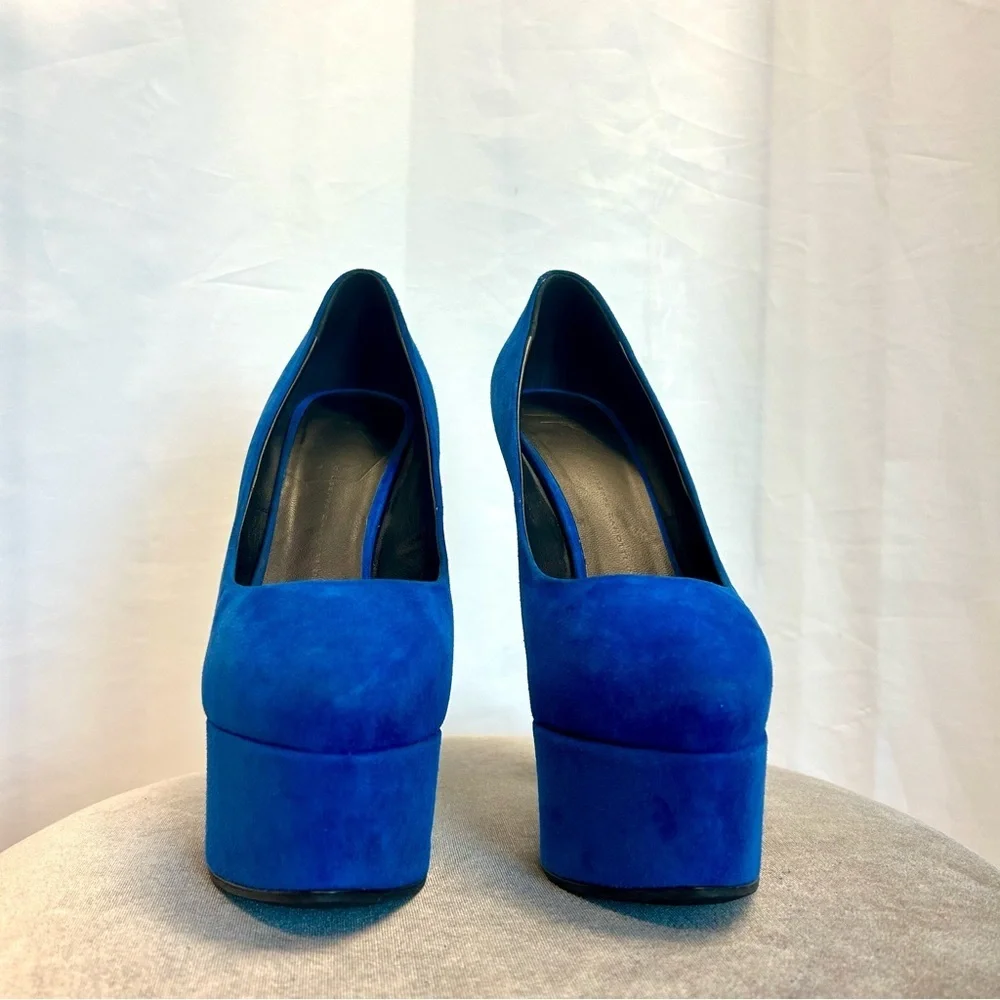 Giuseppe Zanotti blue suede Debra platform stiletto high heels Sz 39